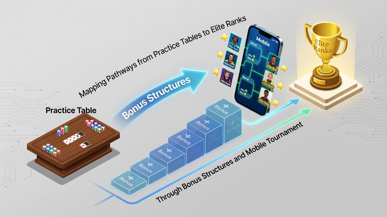 Visualisierung von Bonuslevels und Aufstieg in mobilen Blackjack-Turnieren